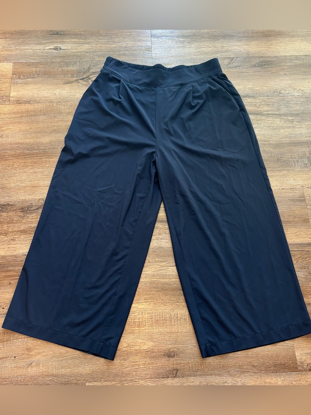 Quince Navy Cropped Wide-Leg Pull on Pants Stretchy XL